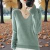 Solid Color V-neck Knitted Bottoming Shirt Pullover, Thin Sweater, Western Style, Inner Match