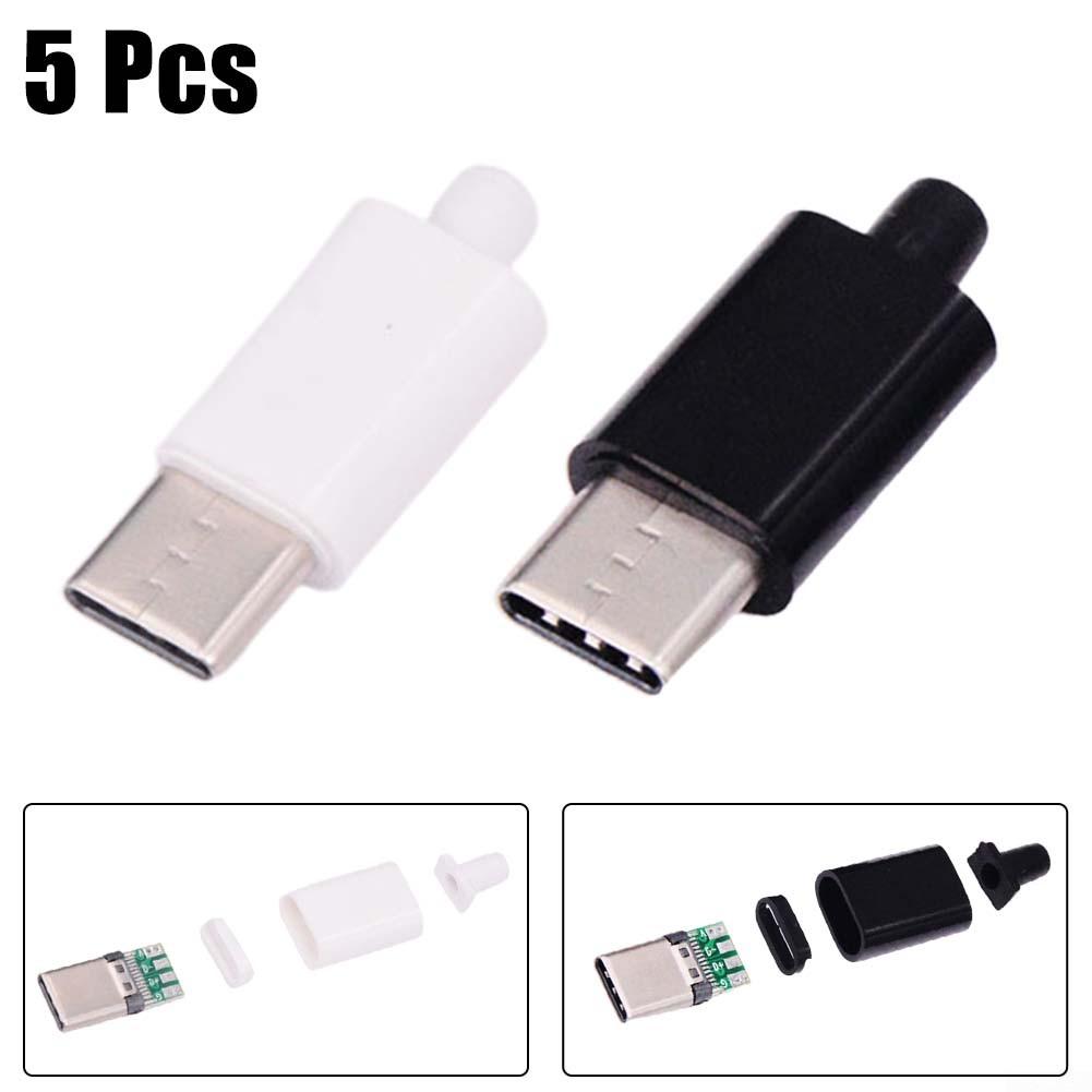Безопасное соединение USB3 1 разъем типа C Male с черно-белой оболочкой 5 шт.