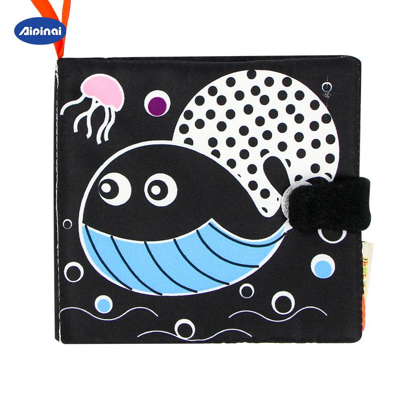 Aipinqi Черно-белая Детская Тканевая Книга Монтессори: Визуальная стимуляция для детей, устойчивая к разрывам