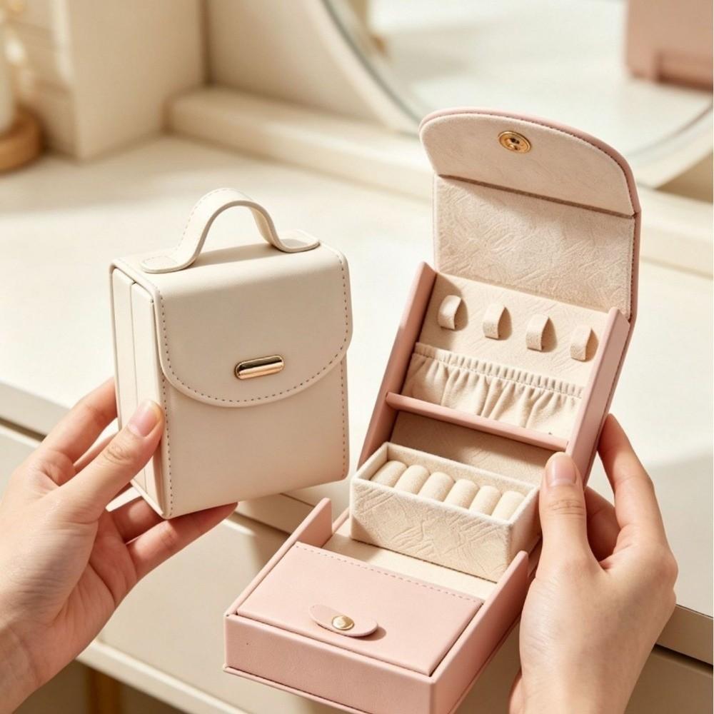 Large Capacity Jewelry Case PU Jewelry Organizer Light Luxury Necklace Organizer Women