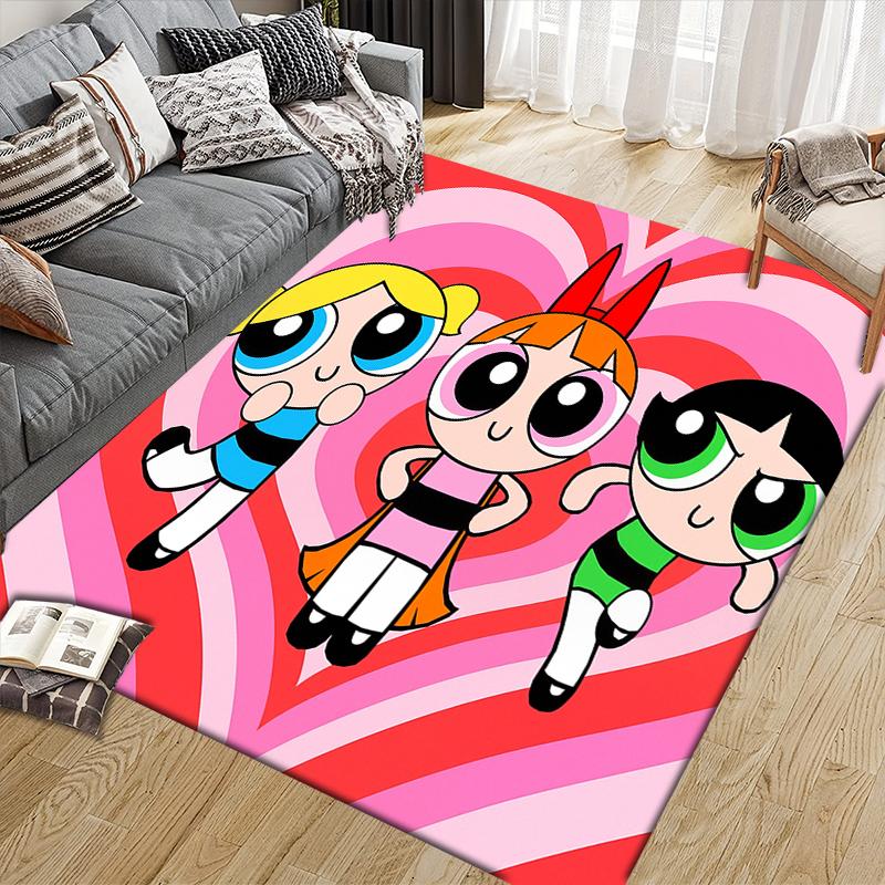 The Powerpuff Girls Poster Square Area Rug, Non-Slip Floor Mat for Bedroom, Perfect Gift for Fans.chl