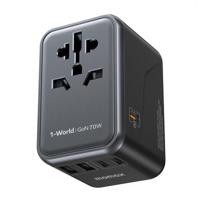 Быстрая розетка-преобразователь MOMAX PD 70W GaN для быстрой зарядки, розетка-преобразователь мощности для путешествий за границу, зарядка 6 устройств одновременно, розетка PD QC за рубежом