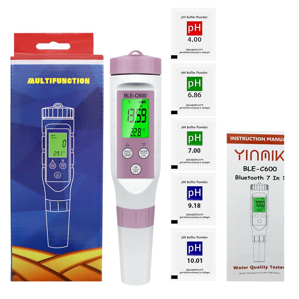 7 in 1 Water Quality Tester Temp ORP EC TDS S.G PH Meter Online Blue-tooth  APP Control for Drinking