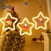 Рождественская звезда световое украшение на батарейках елочные подвесные украшения светодиодная подсветка подвеска для оконной двери настенная рождественская елка