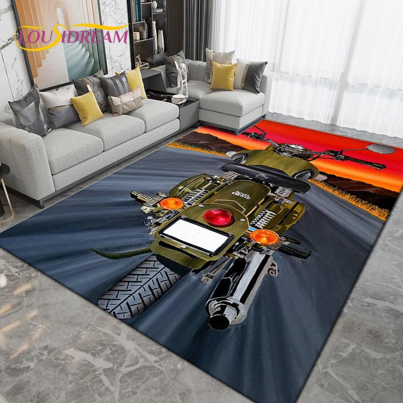 Ретро винтажный мотоциклетный коврик, большой ковер, ковер для гостиной, спальни, дивана, кухонный коврик для ванной комнаты, нескользящий напольный коврик в подарок