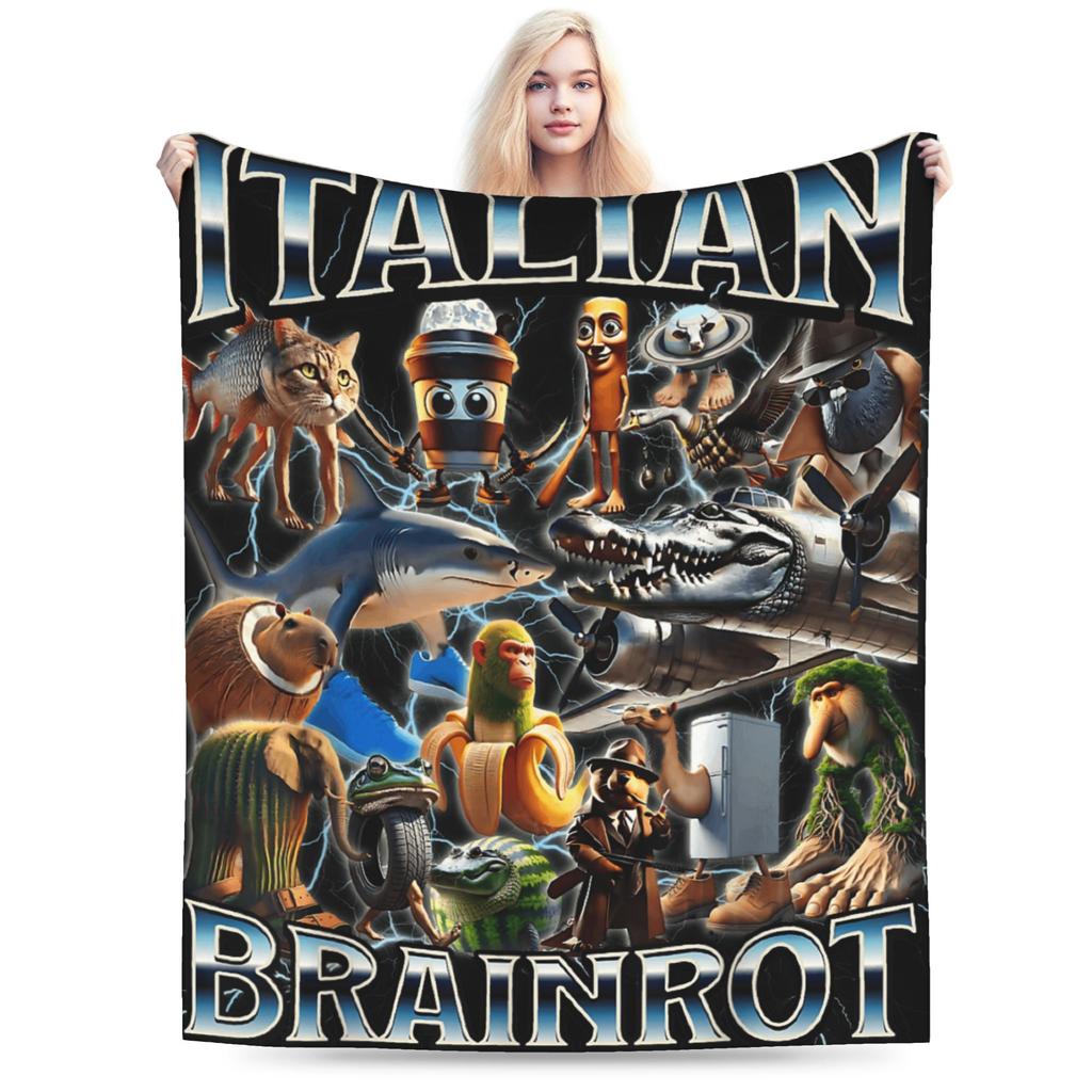 Tralalero Tralala Bootleg Funny Brainrot Italian Shark Meme TBlanket Warm Soft Bedding Throws Winter Couch Chair Bedspread