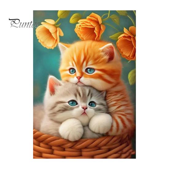 1 набор мультяшных кошек, картины из стразов с инструментами для дрели на холсте, 5D, набор для самостоятельного изготовления поделок из стразов, художественный рисунок, набор для украшения, для начинающих, взрослых и детей