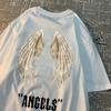 Angel A Pair Of Huge Wings Black Pattern Mens T Shirts Hip Hop Summer Tee Clothing Fashion Cartoons Tops Cotton Couple T-Shirts