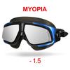 Copozz Nearsighted Swimming Goggles Waterproof Anti Fog UV Eyewear Silicon Mirrored Large Frame Unisex Sport Myopia Swim Mask
