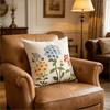 Hydrangea Floral Print Throw Pillow Cover, Colorful Blue Yellow Pink Flower Faux Embroidery Style Decorative Cushion For Sofa