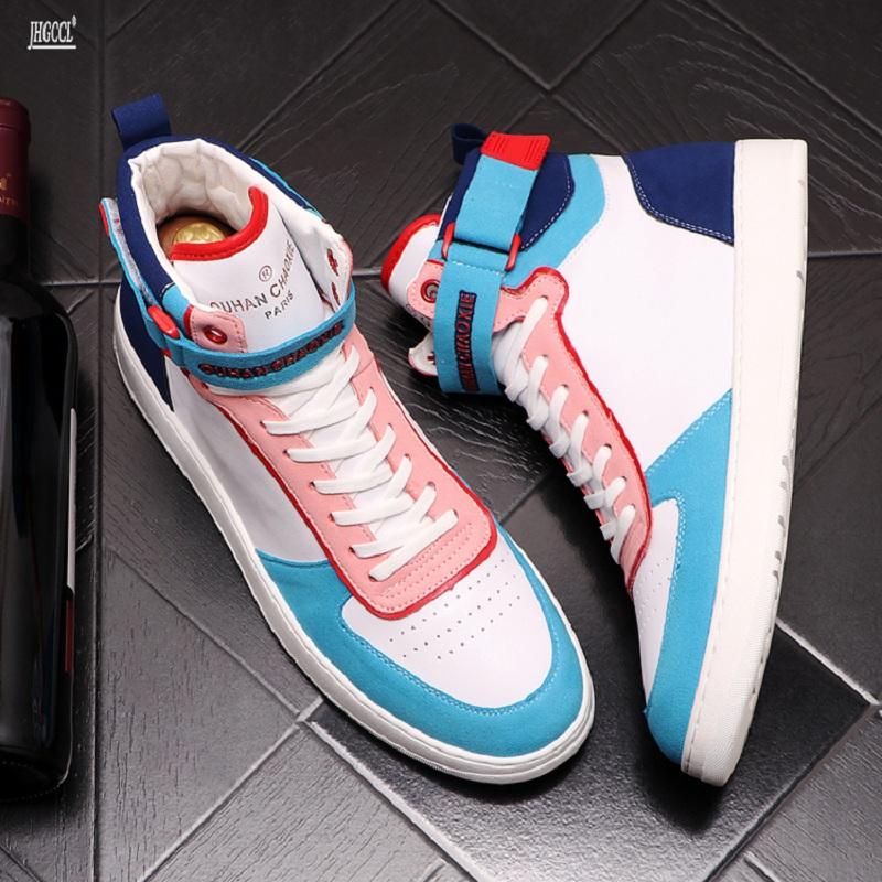 Модная яркая обувь с высоким верхом мужские новые осенние модные короткие ботинки вся повседневная обувь обувь для скейтборда с высоким верхом