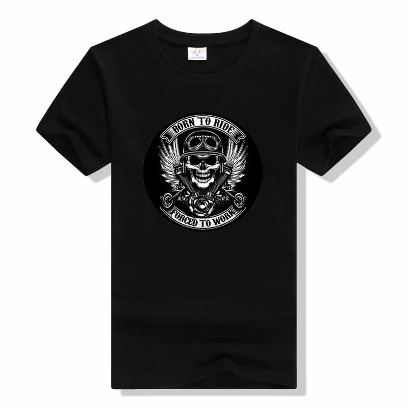Новинка Футболка "Рожден кататься, вынужден работать" BORN TO RIDE Череп с коротким рукавом Дышащая футболка