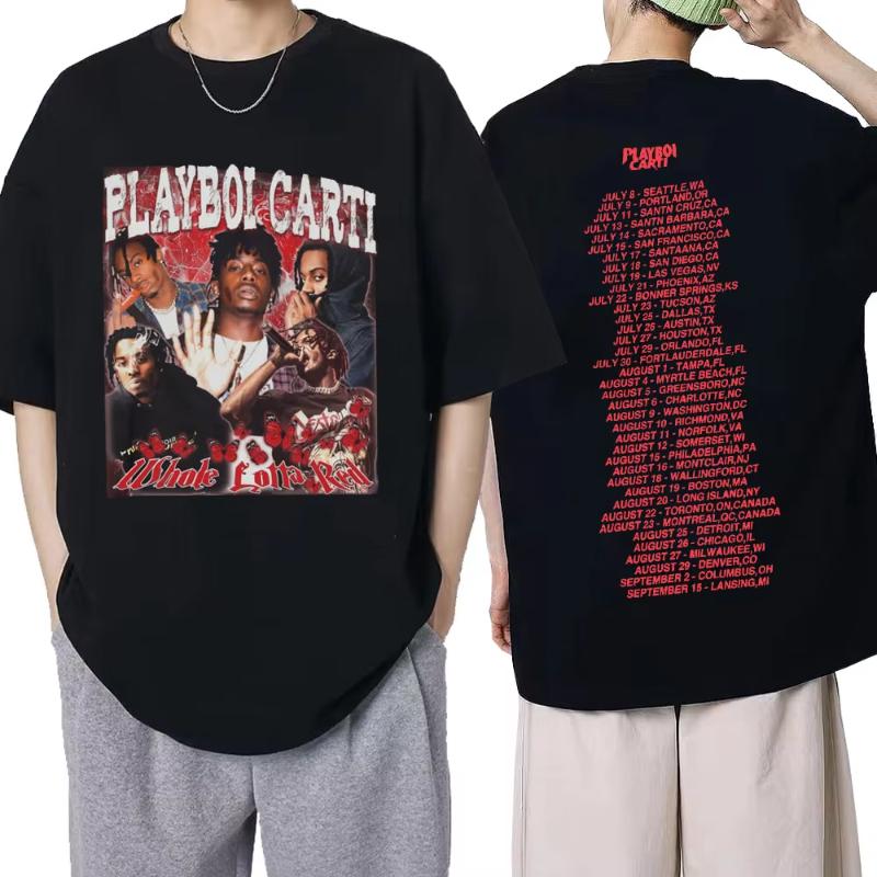 Playboi Carti Music Album Whole Lotta Red Print Tshirt Unisexs Clothes Vintage Rapper Hip Hop T Shirt Summer Casual Gothic Tops