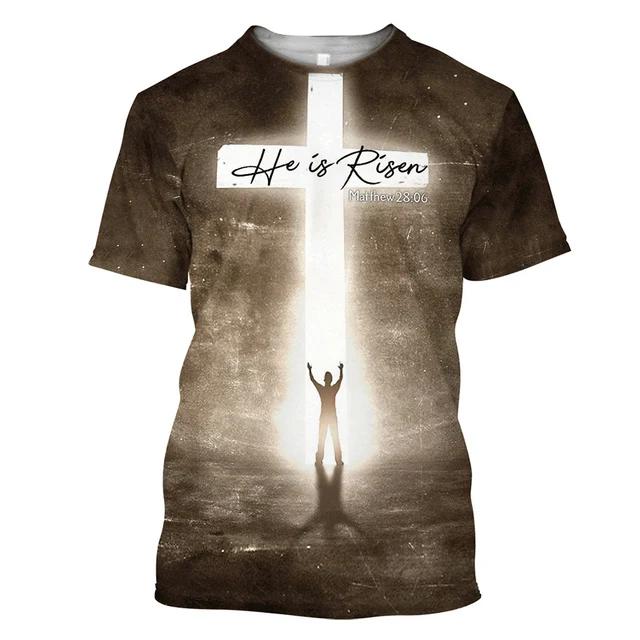 Jesus Is My Savior 3D Print Mens Womens T Shirts Fashion Cool Jesus T-shirt Summer Casual Y2k Short Sleeve Oversize Men Clothing