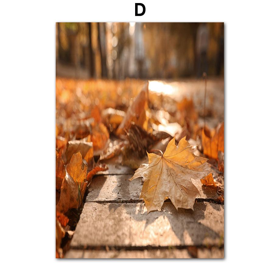 Осенние опавшие листья, клен, олень, велосипед, камера, осенние постеры и принты, настенная живопись на холсте для гостиной, украшение дома