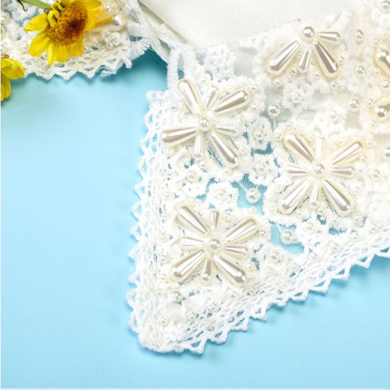 Elegant White Fake Collar Woman Beads Detachable Collar Fake Women Vintage Crystal Chiffon Ladies False Blouse Collar Half Shirt