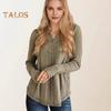 Women Autumn Tops Long Sleeve V-Neck Knitting Tops Solid Color Ribbed Casual Knitting Shirt Daily Wear