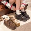 Хлопковая обувь на толстой подошве на шнуровке женская обувь зима новая удобная верхняя одежда короткие ботинки теплые и бархатные зимние ботинки
