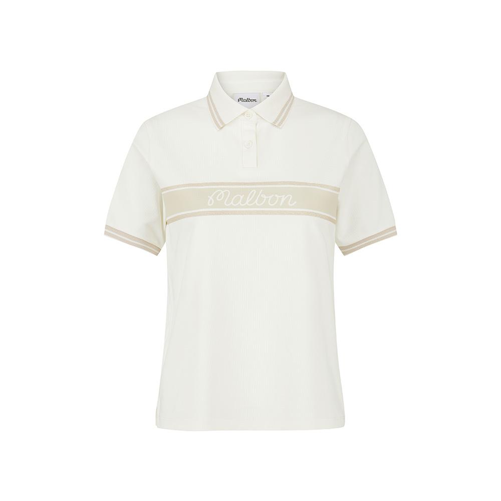 MALBON GOLF Women'S Color Block Waffle T-Shirt Cream (Woman)