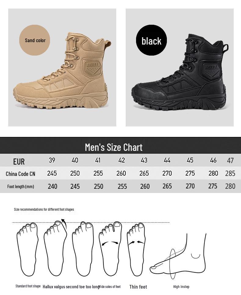 Мужские высокие тактические ботинки для улицы - Прочные, грязеотталкивающие, идеально подходят для пешего туризма и альпинизма