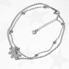 Heart-shaped Layered Foot Ankle Bracelet Double Layer Summer Butterfly Anklet Fashionable   Summer
