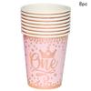 Pink Gold Girl One Year Birthday Disposable Tableware Princess Crown Plates Paper Cups 1st Baby Girl Happy Birthday Party Decor