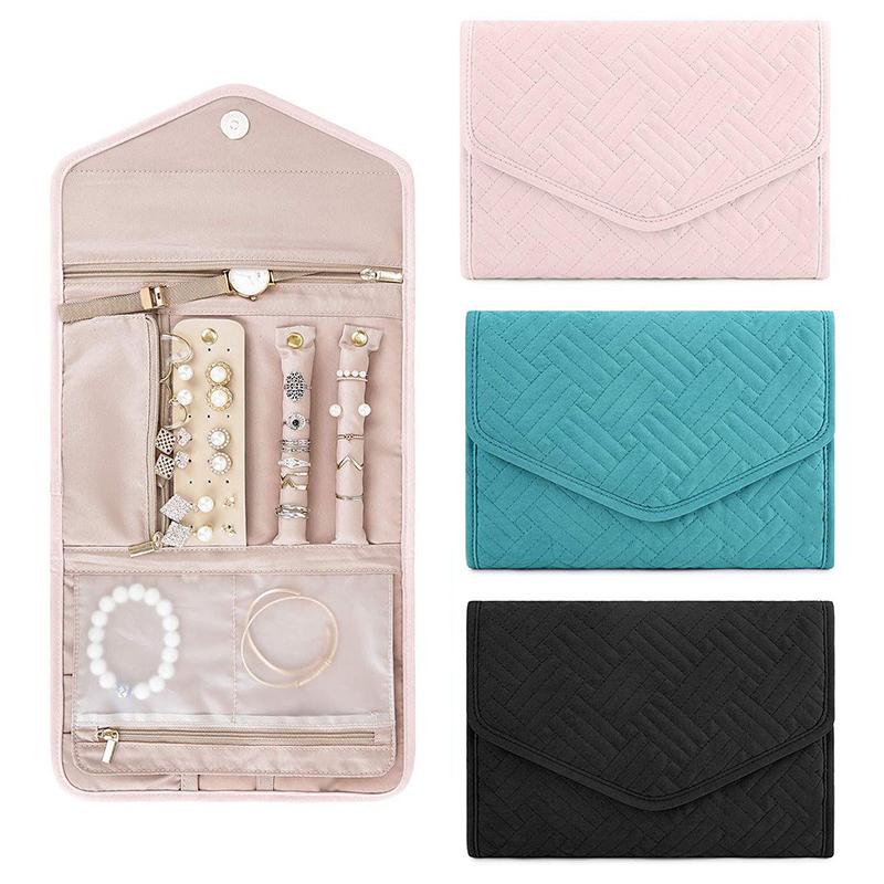 Foldable Fashion Portable Jewelry Bag Large Women's Travel Jewelry Roll Necklace Earring Ring Jewellery Display Storage Bag