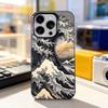 Искусство Укиё-э Морские Волны Чехол для Телефона Для iPhone 17,16,15,14,13,12,11,Pro,XS,Max,Plus,Mini,SE4,E IMD Матовый Черный