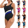 Women's Sleeveless Conservative One-piece Sexy Backless Color Matching Wetsuit With Breast Pad Swimsuit