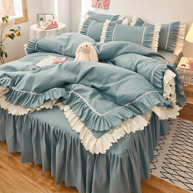 Кружевной постельный подзор из четырех частей, европейская атмосфера, простое одеяло, покрывало, простыня, постельное белье