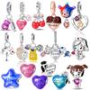 Шармы Медь Оригинальный Розовый Клубника Вишня Фиолетовое Сердце Звезда Следы Подвеска Бусины Подходят для Браслета Ювелирные Изделия Сделай Сам
