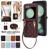 Luxury Wrist Rope Leather Phone Case For Samsung Galzxy Z Flip5 Flip4 Flip3 Flip 5 4 3 Crossbody Long Lanyard Cover Hoesje Coque