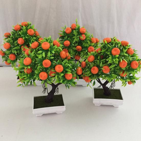 23 Fruits Artificial Orange Tree Decorative Non-fading Plastic Fake Simulation Plant Pot Bonsai for Daily Life