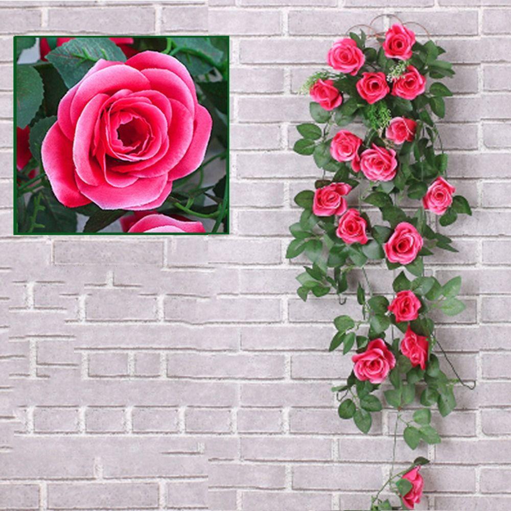 18 Heads Home Vine Hanging Artificial Vine Plant Garden Decor Fake Rose Flowers