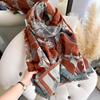 Women's Autumn & Winter Elegant Double-Sided Print Pashmina Scarf - Warm Fringed Shawl, Outdoor Cold-Resistant Windproof Blanket