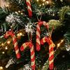 Red Gold Glitter Candy Cane Christmas Tree Ornaments Xmas Hanging Decorations Home Holiday Party Accessories Ornament Supplies