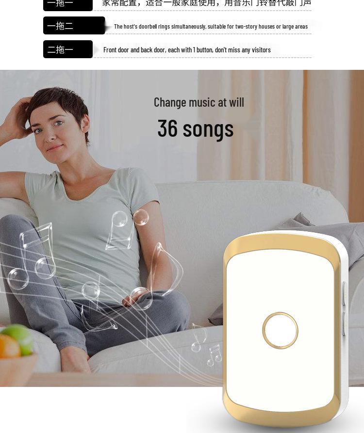 Smart Long-Range Wireless Doorbell with Remote Control and Call Reminder