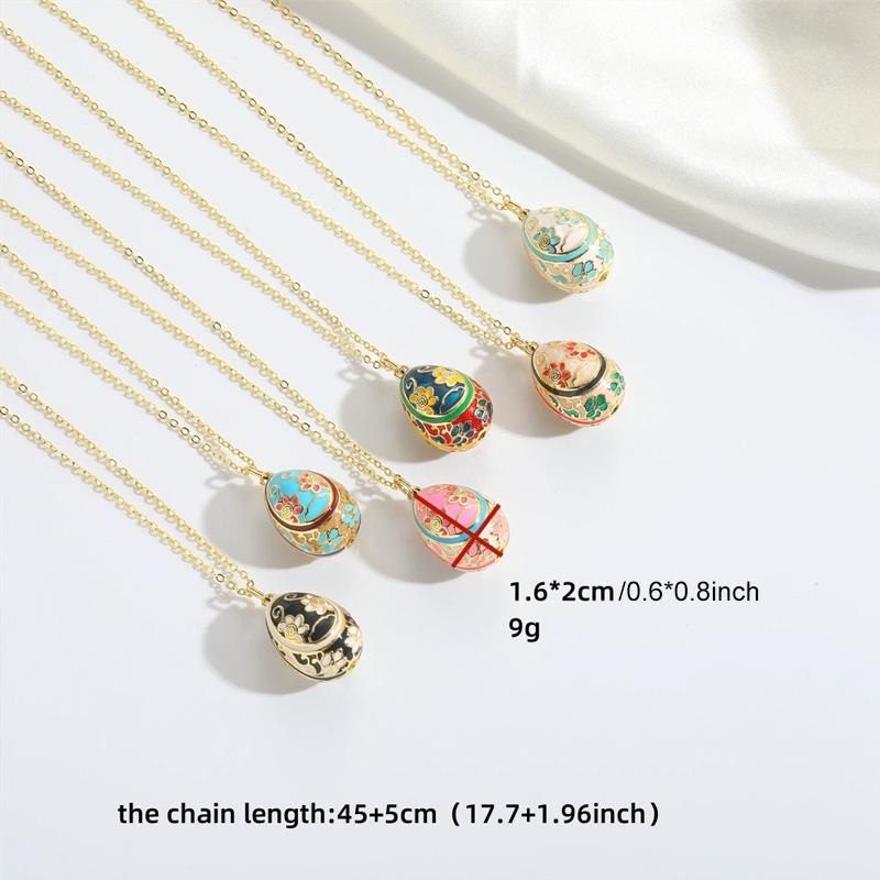 1Pc Clavicle Chain Niche Water Droplet Pendant Exquisite Pendant Necklace Gift Pattern Easter Egg