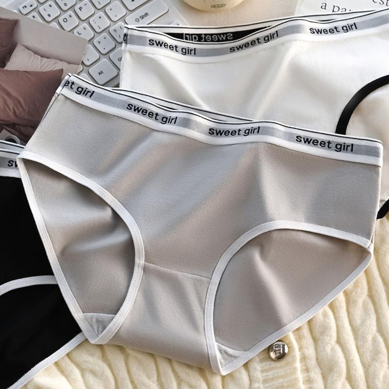Women's Panties Triangle Sports Style Minimalist Girls' Underwear Mid Waist Japanese White Black Women Underwear