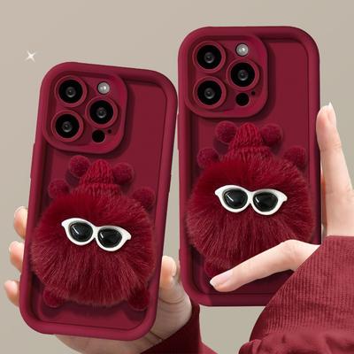 Подходит для Apple 15plus Чехол для мобильного телефона Красный iPhone 13/14promax Plush Briquette Bracelet 11/12 Силикон