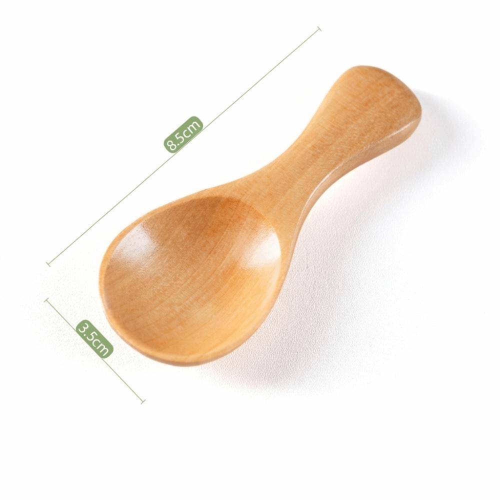5Pcs Short Handle Wooden Spoon Smooth Polished Teaspoon Scoop Lightweight Kitchen Utensil Kitchen