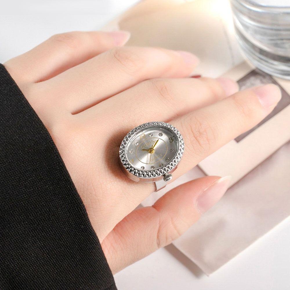 Кварцевые цифровые часы для пары, кольцо в стиле ретро, круглые кварцевые кольца для пальцев, модные эластичные кольца для мужчин