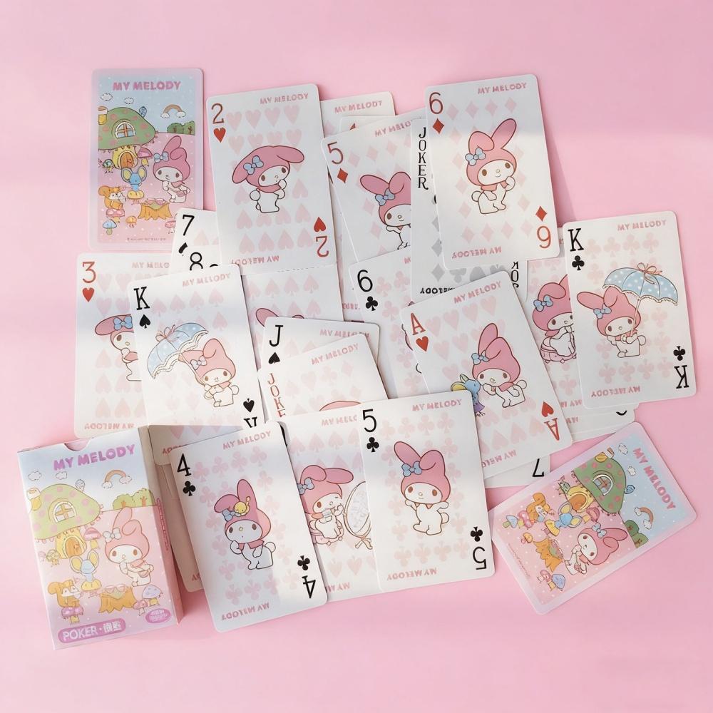 Оригинальные игральные карты Sanrio Игрушки каваий Синнаморолль Куроми Мелоди Семейные встречи Вечеринки Настольные игры Покерный набор