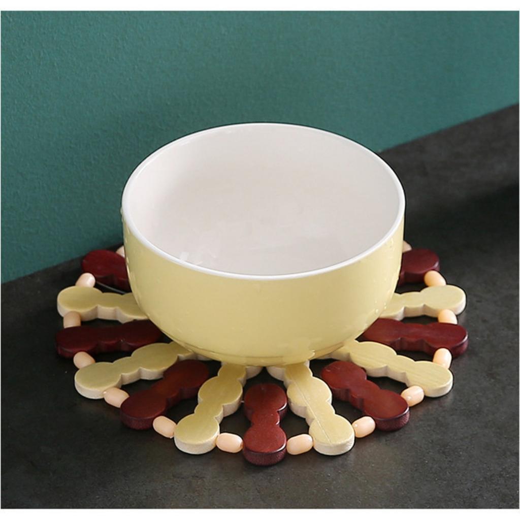 Подставка под кастрюлю, круглый бамбуковый коврик, бамбуковый коврик для чашки, бамбуковый коврик для миски, двухцветный бамбуковый коврик для миски