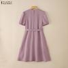ZANZEA Женское повседневное летнее платье с круглым вырезом и коротким рукавом