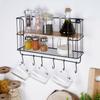 Black Wall Shelf with Hooks 41x12cm