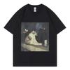 Крутой Кот Мода Повседневная Футболка с коротким рукавом Streetwear Унисекс Харадзюку Y2K Мода Повседневная Свободная Хлопковая Летняя Новая Футболка