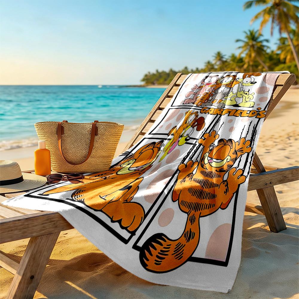 Garfield S Adventures Beach Towel Super Soft Microfiber Quickdry Fabric Comfortable Lightweight