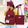 Four-Piece Backpack Set Women's Large Capacity College Style Backpack Junior High School Students Schoolbag