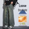 Мужские джинсы деним больших размеров свободного прямого кроя